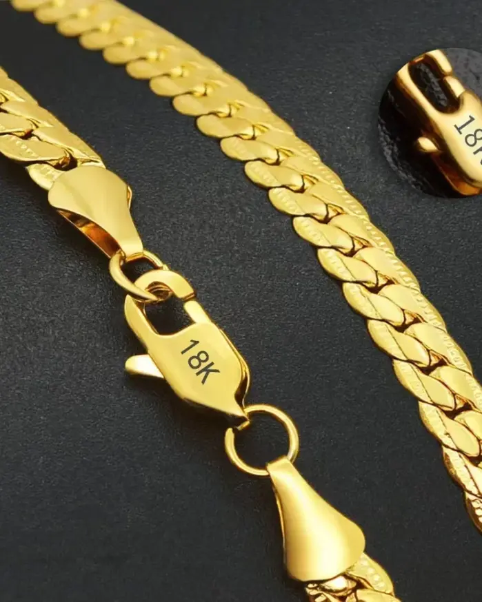 Gran oferta de collar de cadena lateral completa de oro de 18K de 5MM de Plata de Ley 925 fina para mujer y hombre, joyería de compromiso de boda a la moda 1