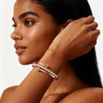 Pulsera Daisini con forma de uña adornada con cristal de primera calidad de Swarovski para mujer, regalo de vacaciones para pareja chapado en oro de 18 quilates 3