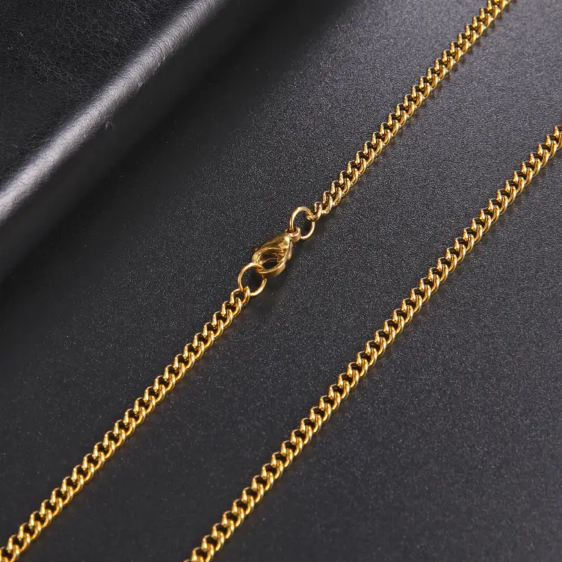 Skyrim-collar de cadena de caja larga de 60cm para hombre, cadenas de eslabones de Color negro y dorado de acero inoxidable, joyería Punk básica al por mayor 3