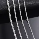 1 pieza de Plata de Ley 925 ancho 2mm/3mm/4mm cuerda cadena collar/pulsera para hombres mujeres hombre collar de cadena de moda 2