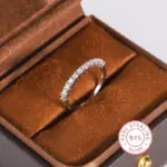 Anillo chapado en plata 925 para mujer, anillo de circón AAAA brillante Simple, joyería de plata de moda, regalo de aniversario, anillo nupcial 1