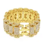 Pulsera de lujo de oro puro 24K 9999 de oro real de Hip-Hop para hombre, pulsera tridimensional de 35mm de ancho con diamantes exagerados 1