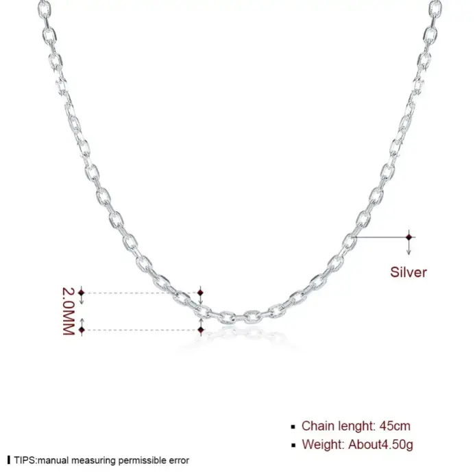 Cadena cuadrada Rolo clásica de 2mm, joyería de moda Glam 2017, estilo europeo, bisutería de plata de ley 925, regalo para hombres y mujeres 2