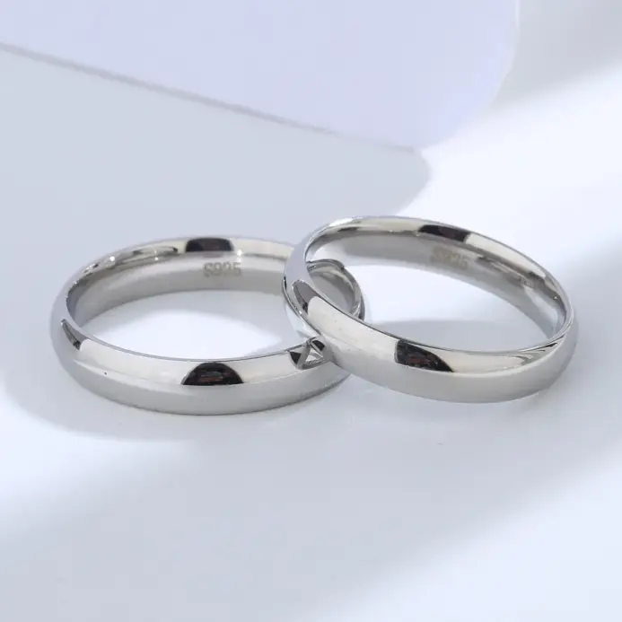 Anillo Buyee de Plata de Ley 925 para parejas, anillo Simple de estilos antiguos para dedo para mujeres y hombres, joyería fina clásica de boda a la moda, círculo 2