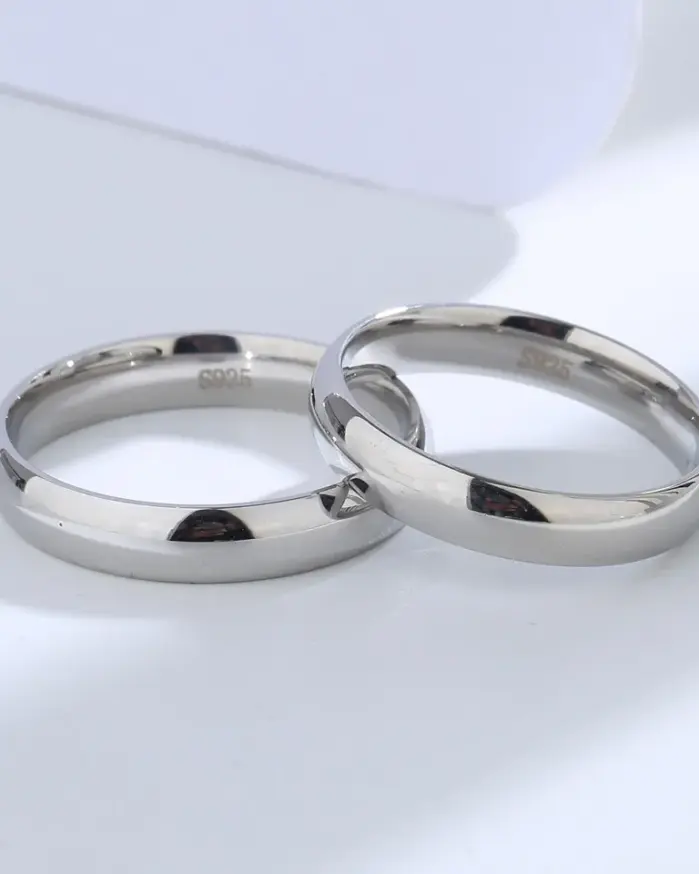 Anillo Buyee de Plata de Ley 925 para parejas, anillo Simple de estilos antiguos para dedo para mujeres y hombres, joyería fina clásica de boda a la moda, círculo 2