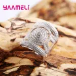 Exquisitos anillos de plata de ley 925 a la moda, diseño hueco, anillos anchos geniales para mujer y niña, regalo sorpresa para cita 5