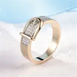 Anillos de cinturón Anillo creativo de plata y oro para mujer, joyería de compromiso y boda, anillo de circón completo brillante 5