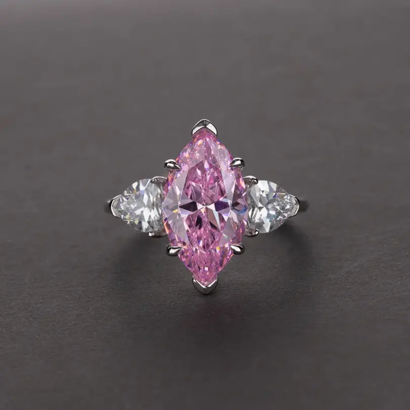 OEVAS, 100% Plata de Ley 925, anillos de boda brillantes de 8x14mm con topacio y diamantes de alto contenido de carbono para mujer, joyería fina para fiesta, venta al por mayor 3