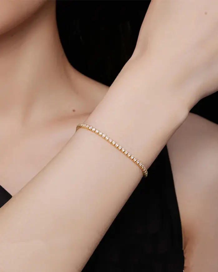 ✨ Pulsera Tennis "Dainty Glow" – Acero Inoxidable y Circonia 2mm 2