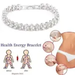 Pulseras de circonia cúbica de cristal para mujer, pulsera de Color plateado, pulsera de terapia magnética para pérdida de peso, joyería para la salud 1