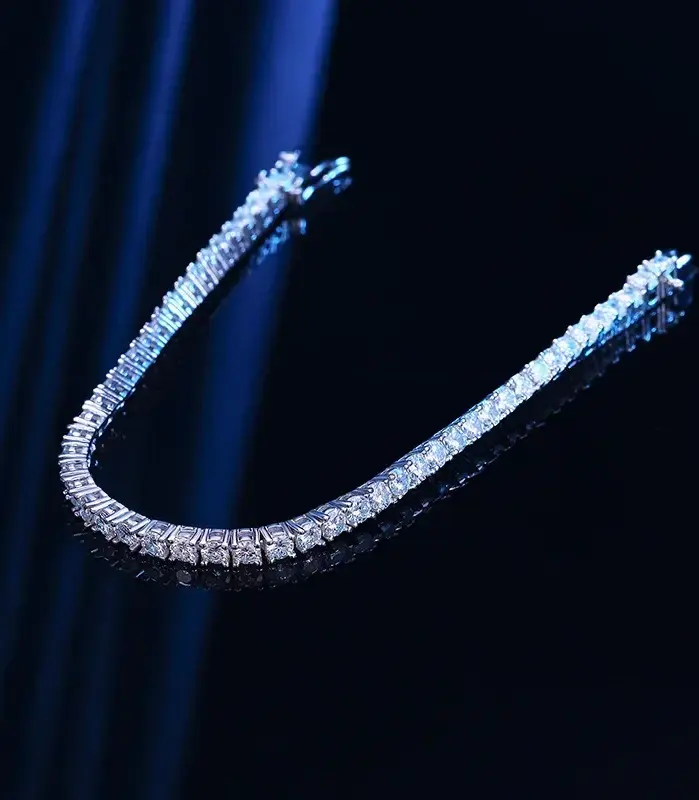 Pulsera de tenis de piedra de moissanita de plata de ley 925, 3- 4mm de ancho, joyería de boda personalizada, venta al por mayor 2