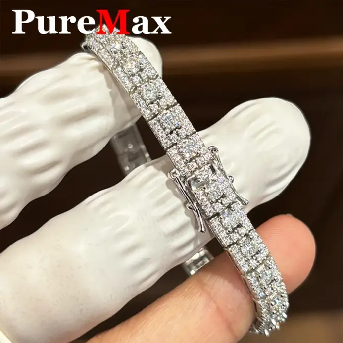 Pulsera de tenis de moissanita cuadrada de lujo para mujer, pulseras de diamantes de Plata de Ley 925, accesorios, joyería fina, regalo nuevo 1