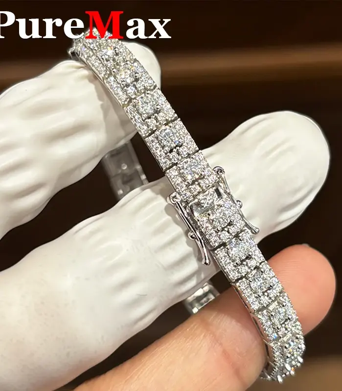 Pulsera de tenis de moissanita cuadrada de lujo para mujer, pulseras de diamantes de Plata de Ley 925, accesorios, joyería fina, regalo nuevo 1