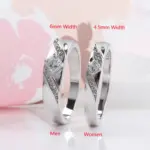 Buyee-Conjunto de anillos de Plata de Ley 925 para parejas, anillo Simple de circón blanco para mujer y hombre, joyería fina de boda a la moda, círculo 1