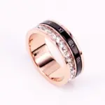Anillo giratorio de cristal con números romanos negros y círculo, anillo de compromiso nupcial para boda, regalo de Navidad, joyería para mujer, venta al por mayor 2