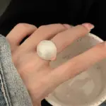Anillos de plata de ley 925 para mujer, hecha a mano Bola brillante, Simple, anillo de dedo abierto, banda de moda, bisutería femenina, regalo 3