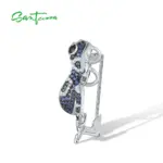 broche de plata 925 auténtica para mujer, gemas multicolores brillantes, rana azul encantadora, regalos de fiesta a la moda, joyería fina 2