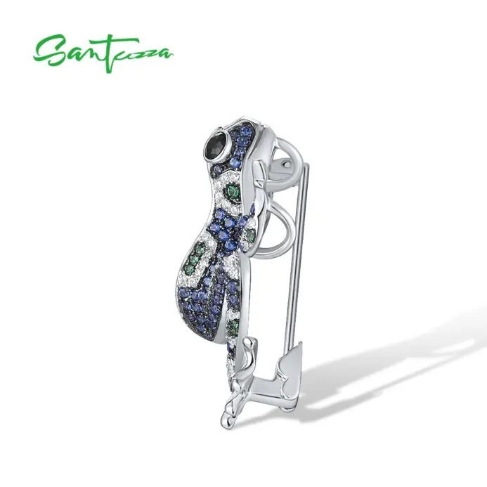 broche de plata 925 auténtica para mujer, gemas multicolores brillantes, rana azul encantadora, regalos de fiesta a la moda, joyería fina 2