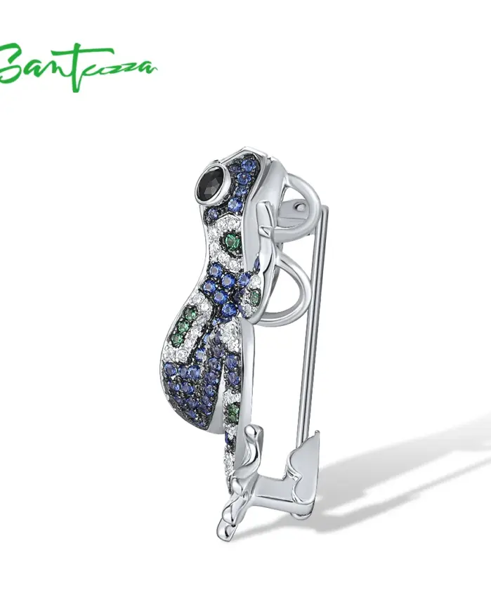 broche de plata 925 auténtica para mujer, gemas multicolores brillantes, rana azul encantadora, regalos de fiesta a la moda, joyería fina 2