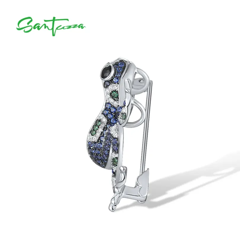 broche de plata 925 auténtica para mujer, gemas multicolores brillantes, rana azul encantadora, regalos de fiesta a la moda, joyería fina 2