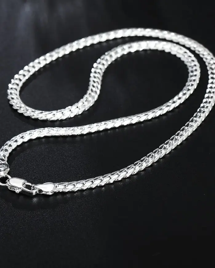 Collar de cadena para mujer y hombre, joyería de compromiso de boda, Color plateado, diseño de marca de lujo, Noble, 6mm, 20-60cm 2