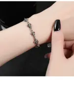 Pulsera Punk de plata de ley S925 con forma de flor de explorador, personalizada, de nicho, pulsera de ancla de barco de moda para hombres y mujeres 3