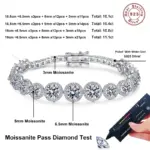 NeeTim-pulsera de tenis de moissanita de Color D, Plata de Ley 925 con pulseras brillantes chapadas en oro blanco, Chian para mujer, venta al por mayor 6