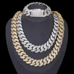 Collar de cadena cubana con baguettes de moissanita VVS1 de alta calidad, unisex, estilo hip hop, de plata 925 para hombre, joyería hip hop. 4