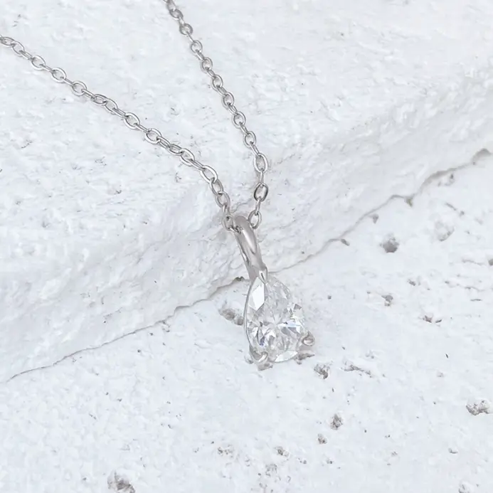 collar con colgante de moissanita para mujer, gota de agua, 1ct, 2ct, plata S925, corte de pera, cadena para el cuello con diamantes de laboratorio con certificado 2