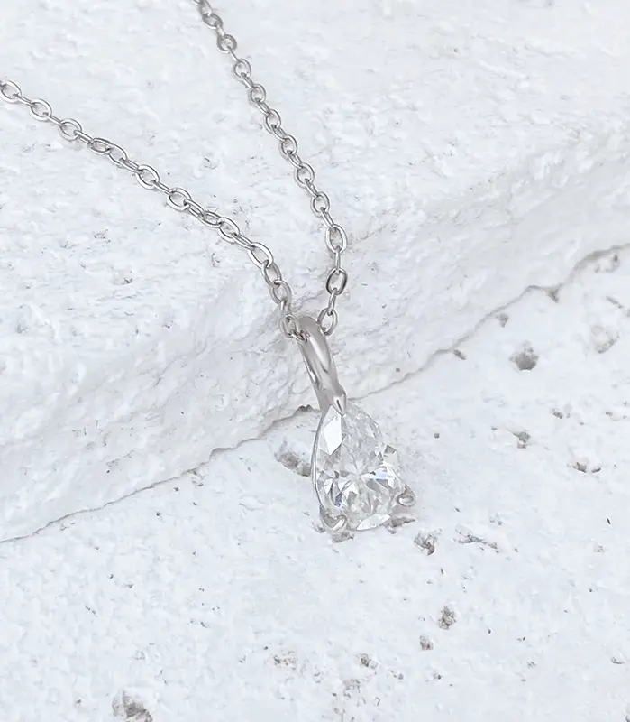 collar con colgante de moissanita para mujer, gota de agua, 1ct, 2ct, plata S925, corte de pera, cadena para el cuello con diamantes de laboratorio con certificado 2