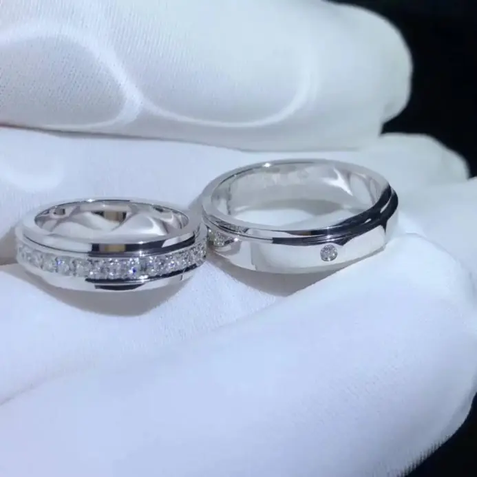 Anillo Buyee de Plata de Ley 925 para parejas, anillo de circón blanco, anillo de dedo para mujeres y hombres, joyería fina clásica de boda a la moda, círculo 1