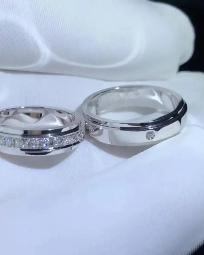 Anillo Buyee de Plata de Ley 925 para parejas, anillo de circón blanco, anillo de dedo para mujeres y hombres, joyería fina clásica de boda a la moda, círculo 1