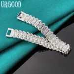Pulsera ancha de Plata de Ley 925 para hombre y mujer, brazalete de cadena grande para fiesta, compromiso, boda, joyería de moda 4
