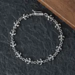 Pulsera Punk de plata de ley S925 con forma de flor de explorador, personalizada, de nicho, pulsera de ancla de barco de moda para hombres y mujeres 1