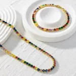 Collar de Cristal de Circonio Colorido de Una Sola Hilera, Joyería de Moda para Mujer, Venta Transfronteriza, Gargantilla Hip Hop, Diseño Geométrico 2