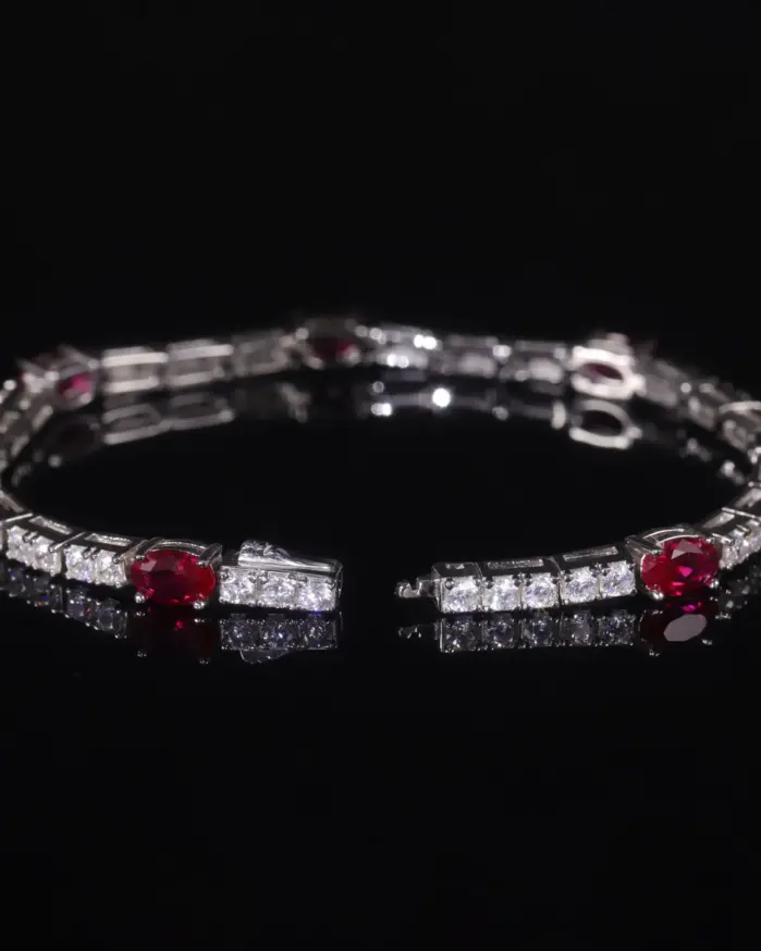 pulsera de tenis de rubí cultivada en laboratorio de BALLET para mujer, brazalete de piedra natal de Plata de Ley 925, pulsera de lujo para fiesta, regalo 2