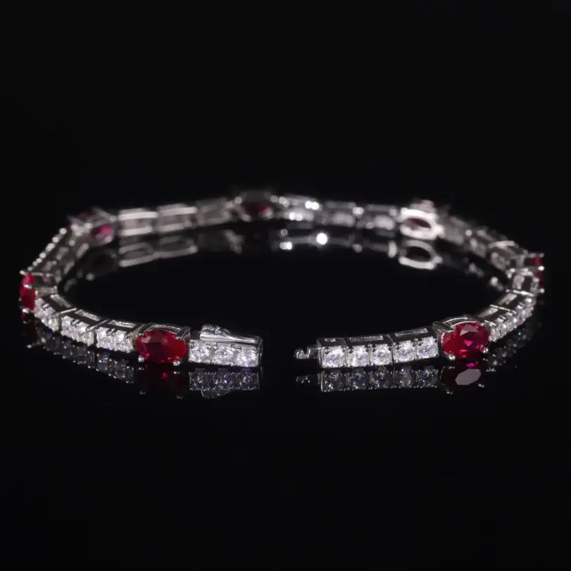 pulsera de tenis de rubí cultivada en laboratorio de BALLET para mujer, brazalete de piedra natal de Plata de Ley 925, pulsera de lujo para fiesta, regalo 2