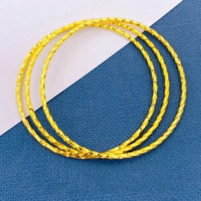 9999 Pulsera de oro auténtico de 24 quilates para mujer 999 tres vidas tres generaciones cielo estrellado suave con círculos finos joyería de 24 quilates 2