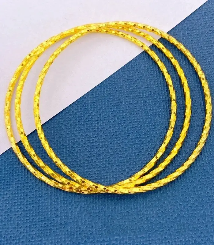 9999 Pulsera de oro auténtico de 24 quilates para mujer 999 tres vidas tres generaciones cielo estrellado suave con círculos finos joyería de 24 quilates 2