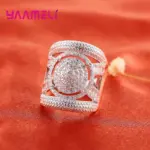 Exquisitos anillos de plata de ley 925 a la moda, diseño hueco, anillos anchos geniales para mujer y niña, regalo sorpresa para cita 3