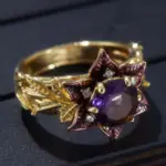 Exquisito y bonito anillo de flor púrpura, Zirconia brillante para bodas, compromiso, aniversarios, regalos de joyería para el día de Año Nuevo 6