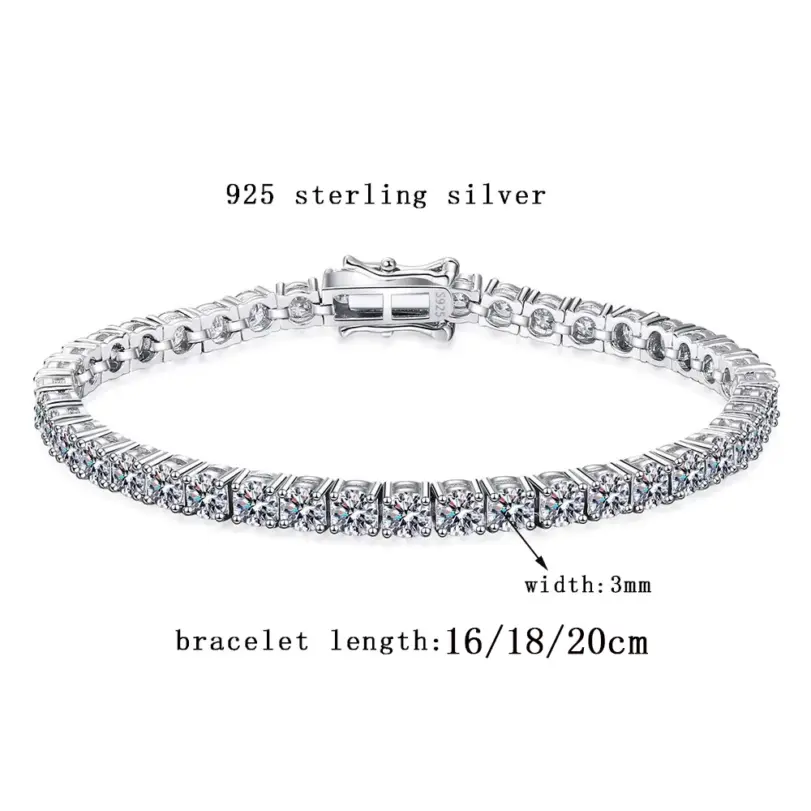 Pulsera de tenis de piedra de moissanita de plata de ley 925, 3- 4mm de ancho, joyería de boda personalizada, venta al por mayor 5