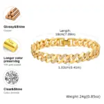 Pulseras de cadena de bloque Vnox para mujer con incrustaciones de circonita cúbica, joyería chapada en oro, regalos para novia 4