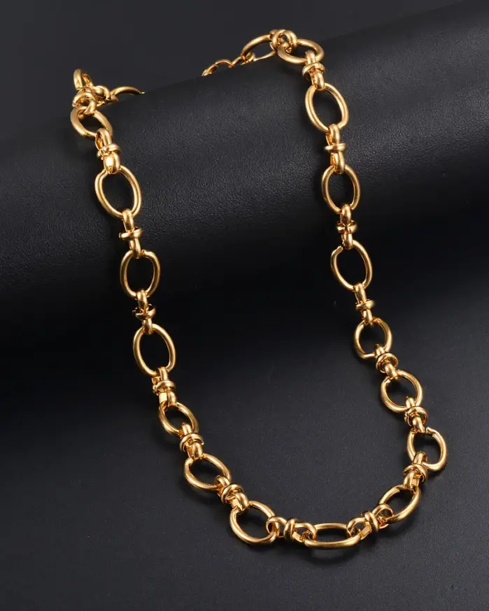 1 pieza de collar de cadena ovalada hecho a mano de acero inoxidable para hombre y mujer, pulsera de alta calidad, collar de cadena grande, joyería pesada Punk 2