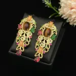 Juego de Joyería de Lujo para Mujer Falair, con Circonitas Simuladas, Brazalete, Anillo, Collar y Aretes de Cobre Dorado, Joyería Elegante para Uso Diario 2