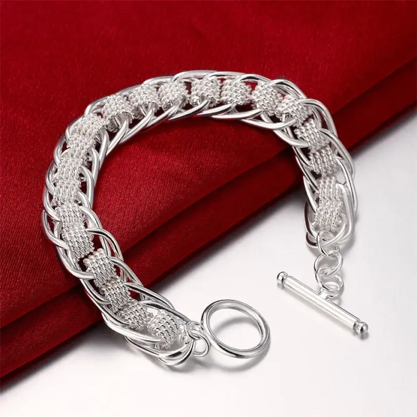 Pulsera fina de Plata de Ley 925 con cadena bonita y Noble para mujer y hombre, dijes, regalo de fiesta, joyería de moda para boda, modelo novedoso 6