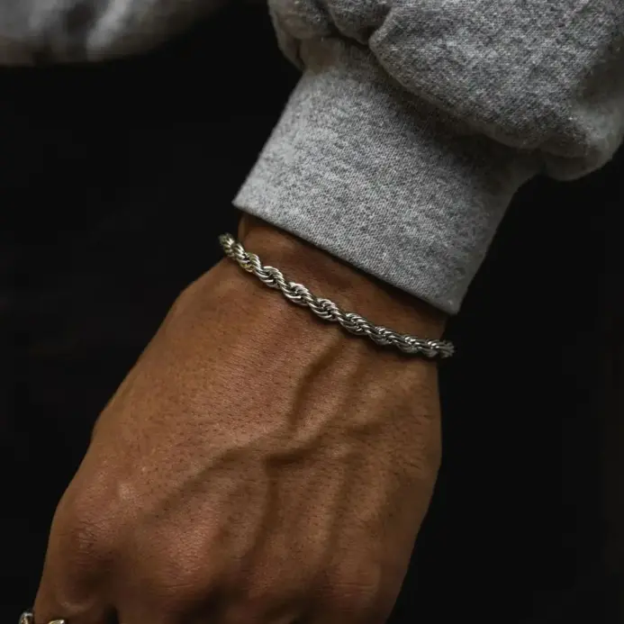 Pulseras de cuerda de acero inoxidable de 2-5MM para hombres y niños, pulsera de eslabones de Color dorado y plateado ajustable, regalo de joyería genial Punk Rock 2
