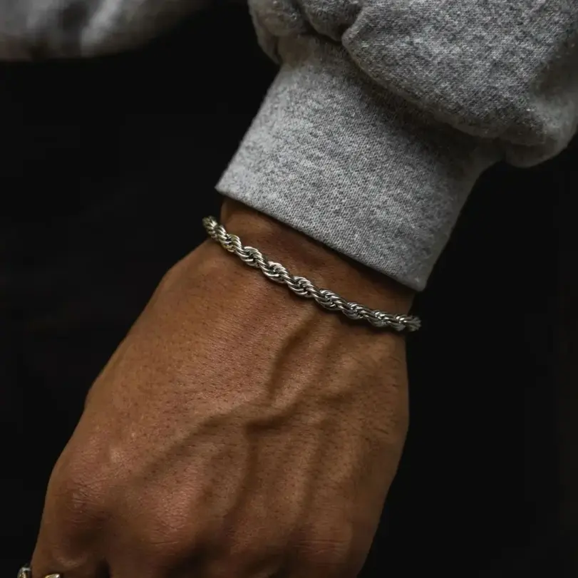 Pulseras de cuerda de acero inoxidable de 2-5MM para hombres y niños, pulsera de eslabones de Color dorado y plateado ajustable, regalo de joyería genial Punk Rock 2