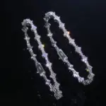 pulsera de tenis de plata 925 VVS Moissanite para hombres y mujeres, cadena de tenis de plata de ley VVS helada con hebilla de resorte 4