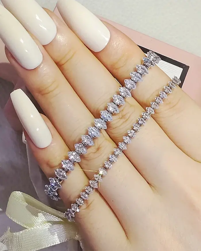 💎 Brazalete Tennis "Majestic Marquise" – Brillo de Lujo y Plata 18cm 1